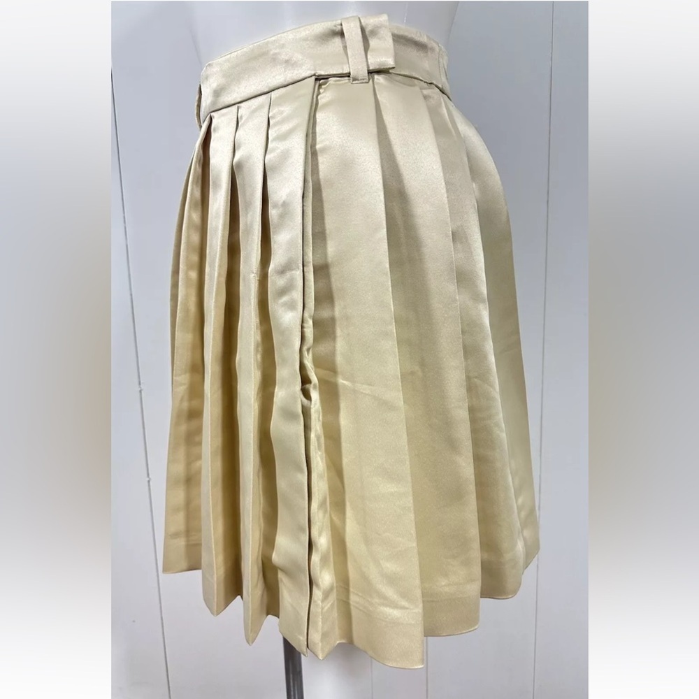 NWT J Crew Women's Sz 8 Yellow Gold Pleated Wrap Satin Skirt A Line - Picture 5 of 10